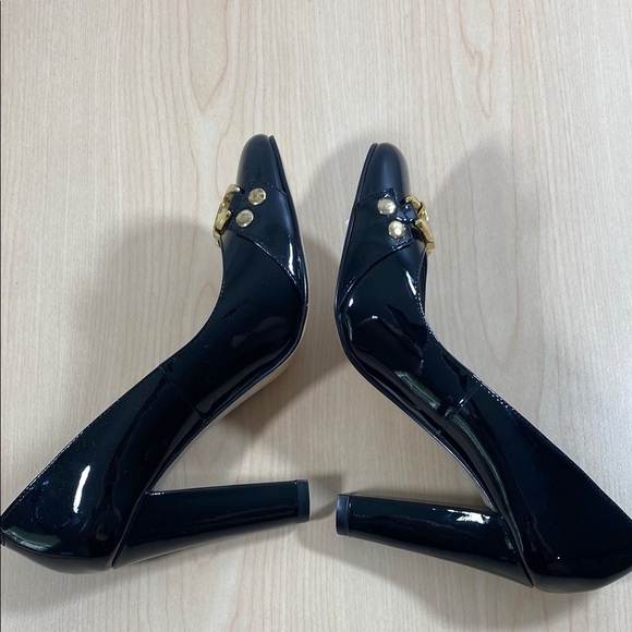 Steve Madden Merri Black Patent Leather Heels with Chain Detail - Picture 5 of 9